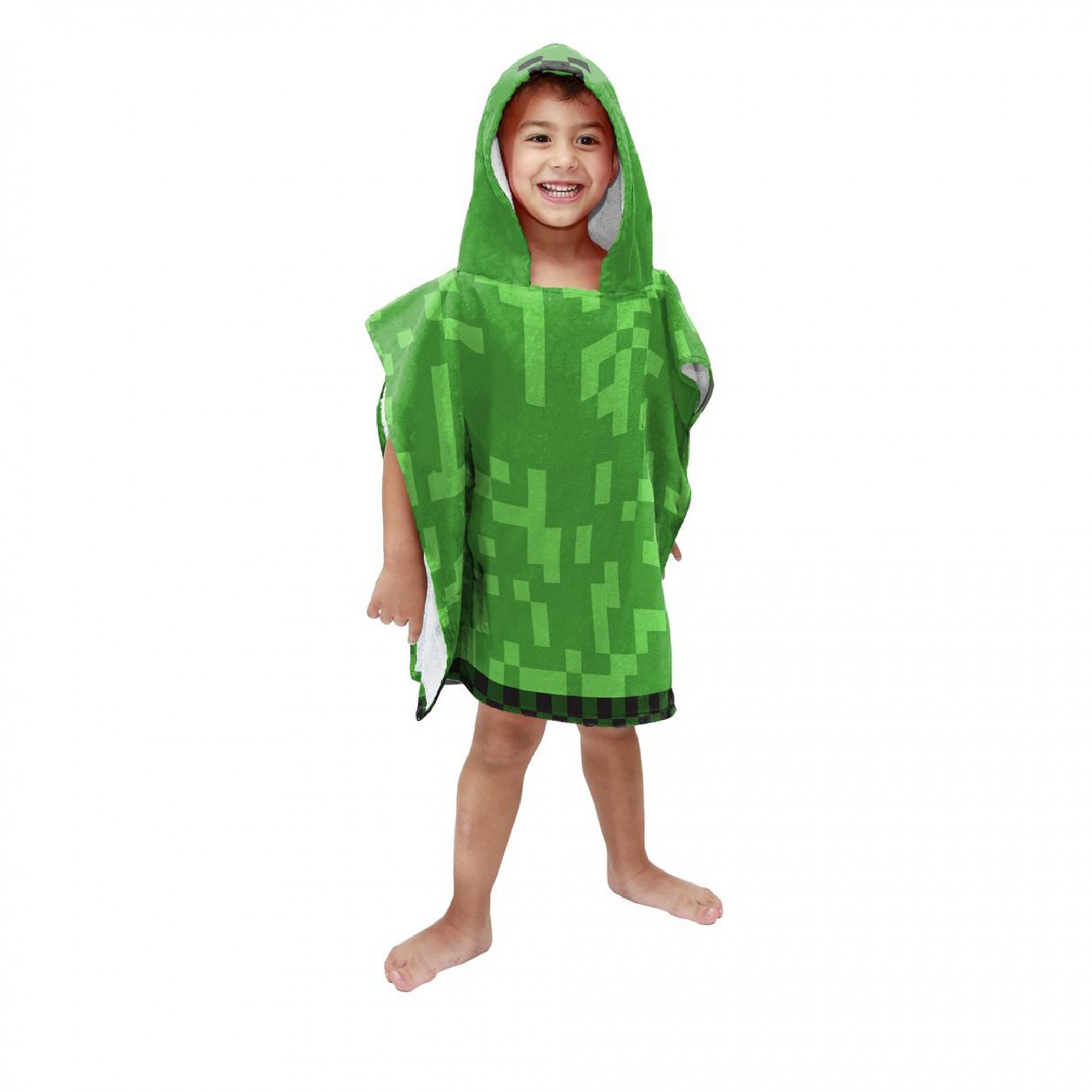 Minecraft Creeper Kids Beach Towel Hooded Poncho