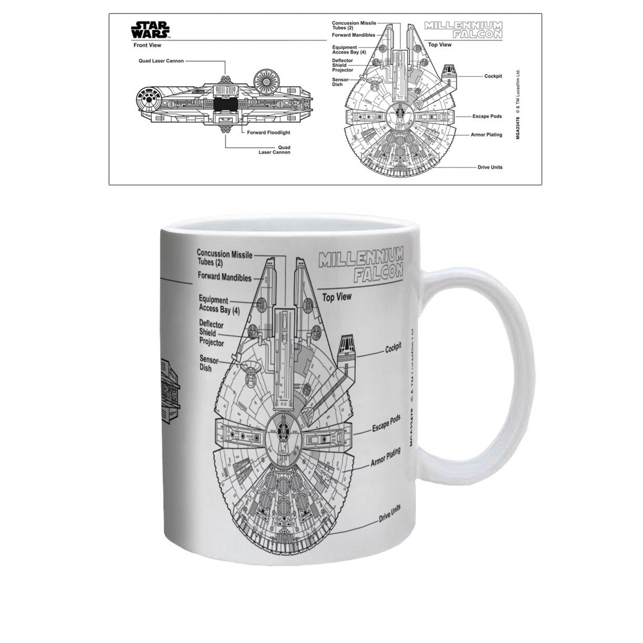 Star Wars Millennium Falcon Blueprints 11 oz. Ceramic Mug