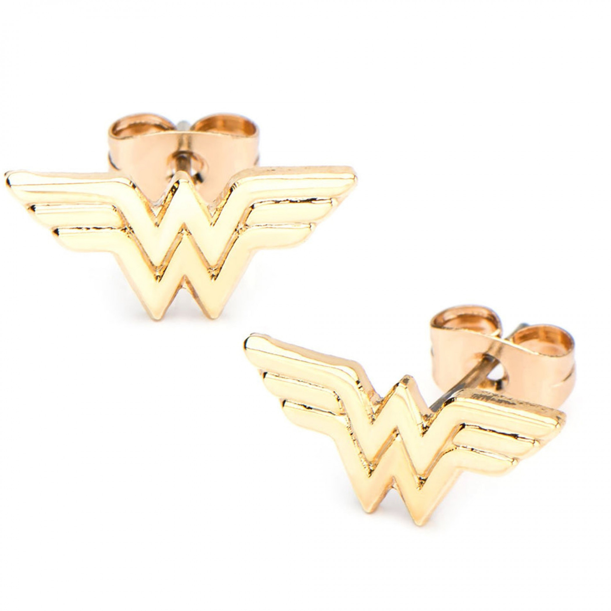 DC Comics Wonder Woman Symbol Stainless Steel Golden Earrings
