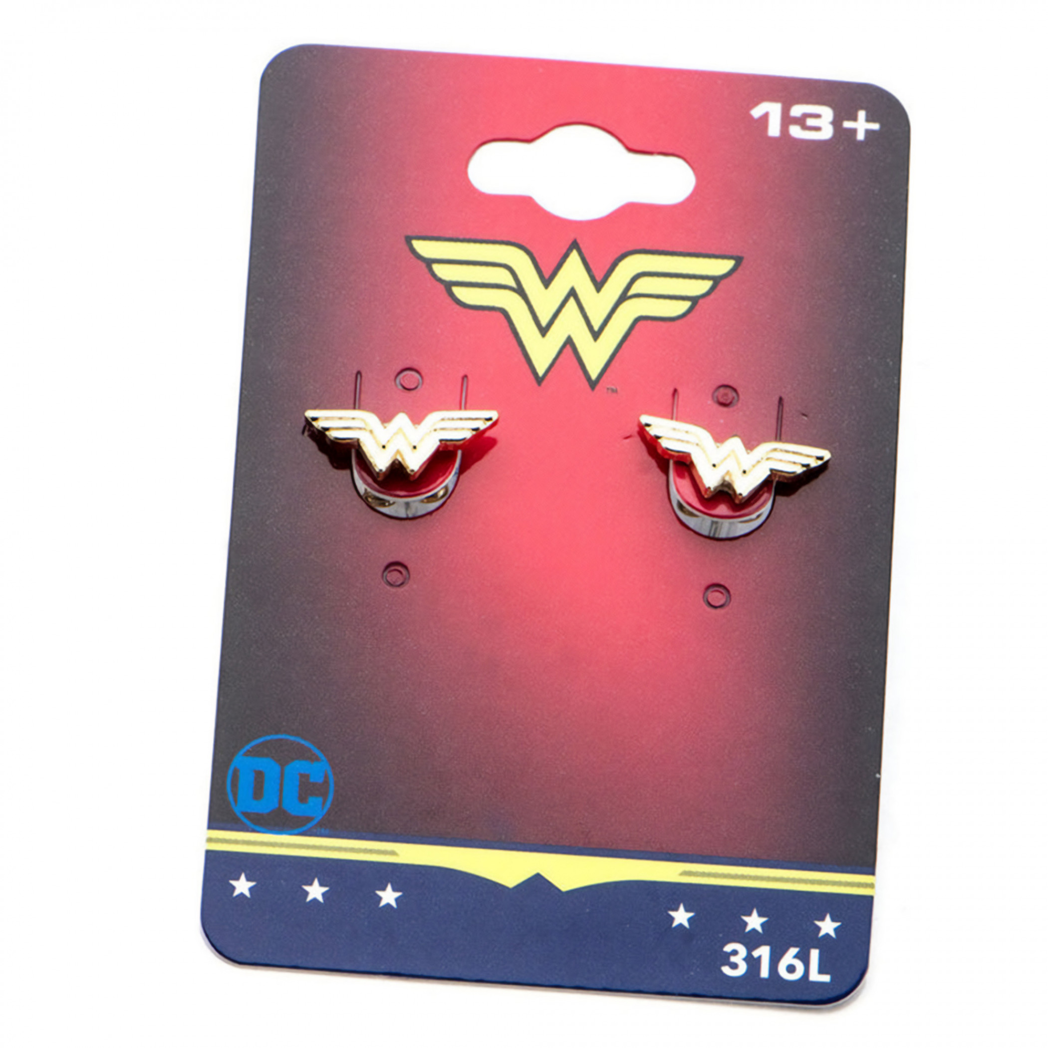 DC Comics Wonder Woman Symbol Stainless Steel Golden Earrings