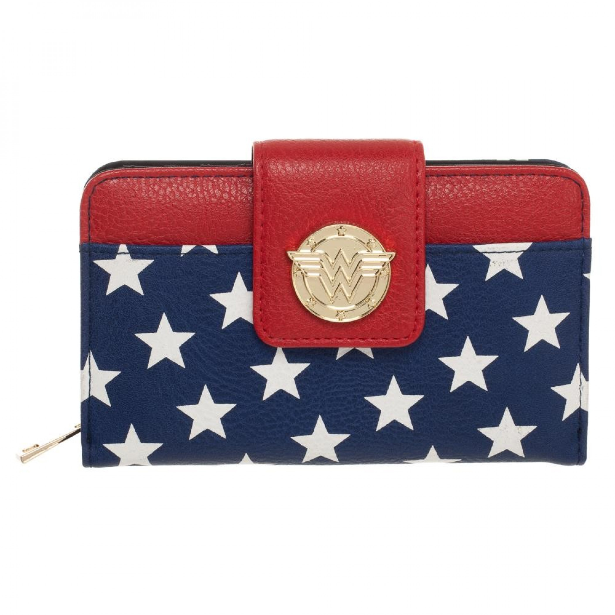 Wonder Woman Symbol and Stars Clasp and Zipper Wallet