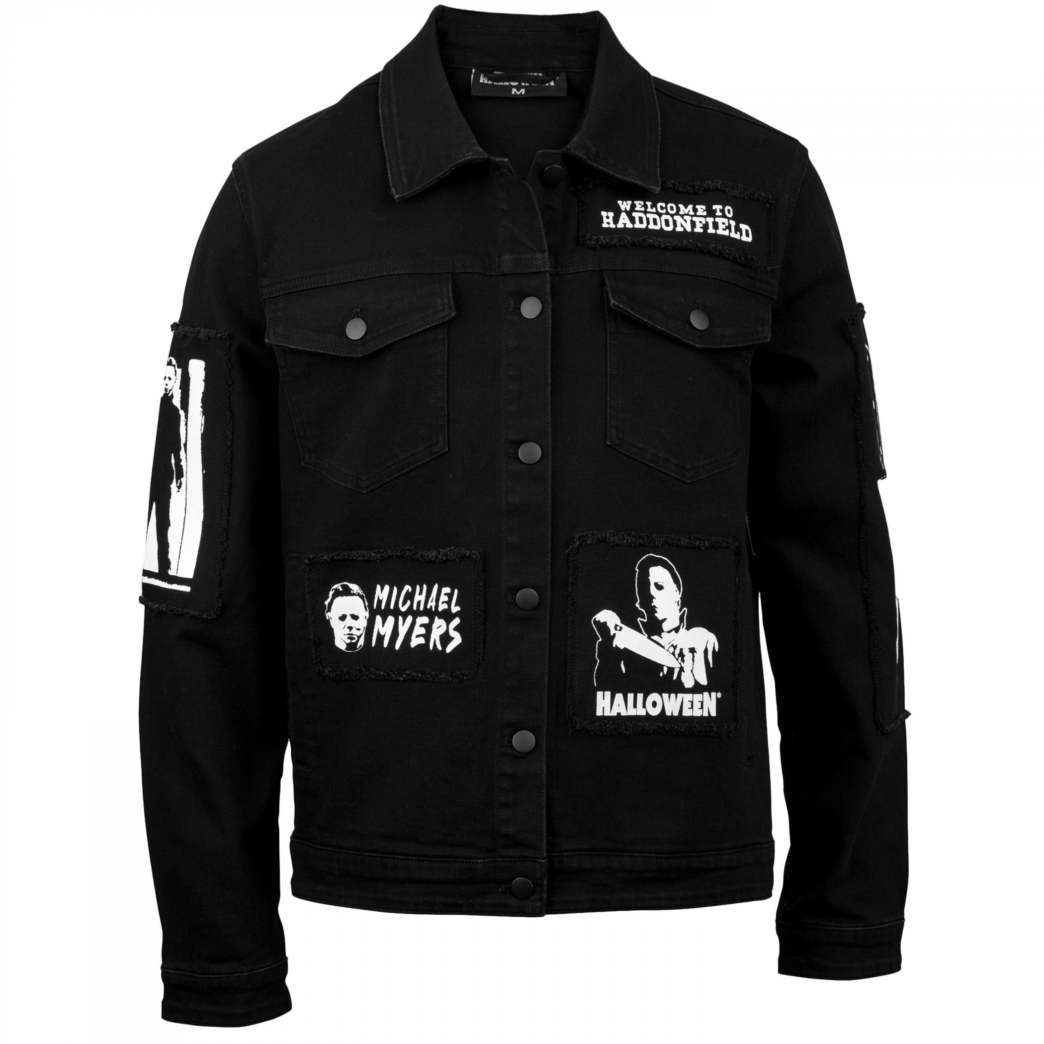 Halloween Michael Meyers Denim Jacket with Sewn Patches