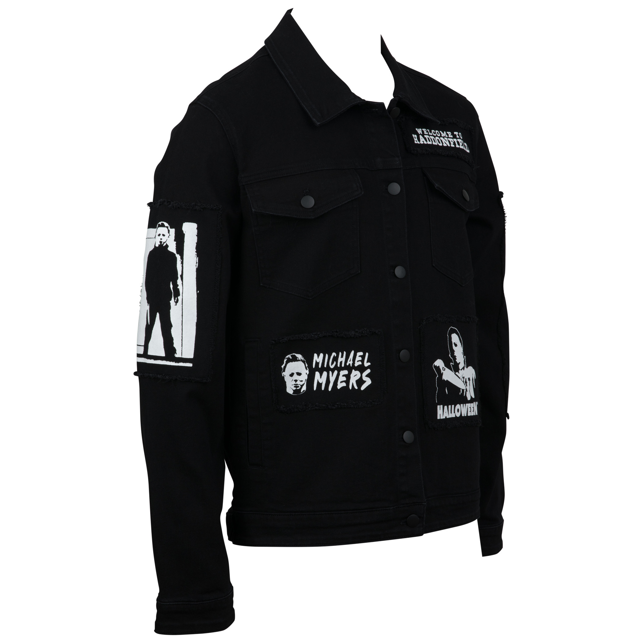 Halloween Michael Meyers Denim Jacket with Sewn Patches