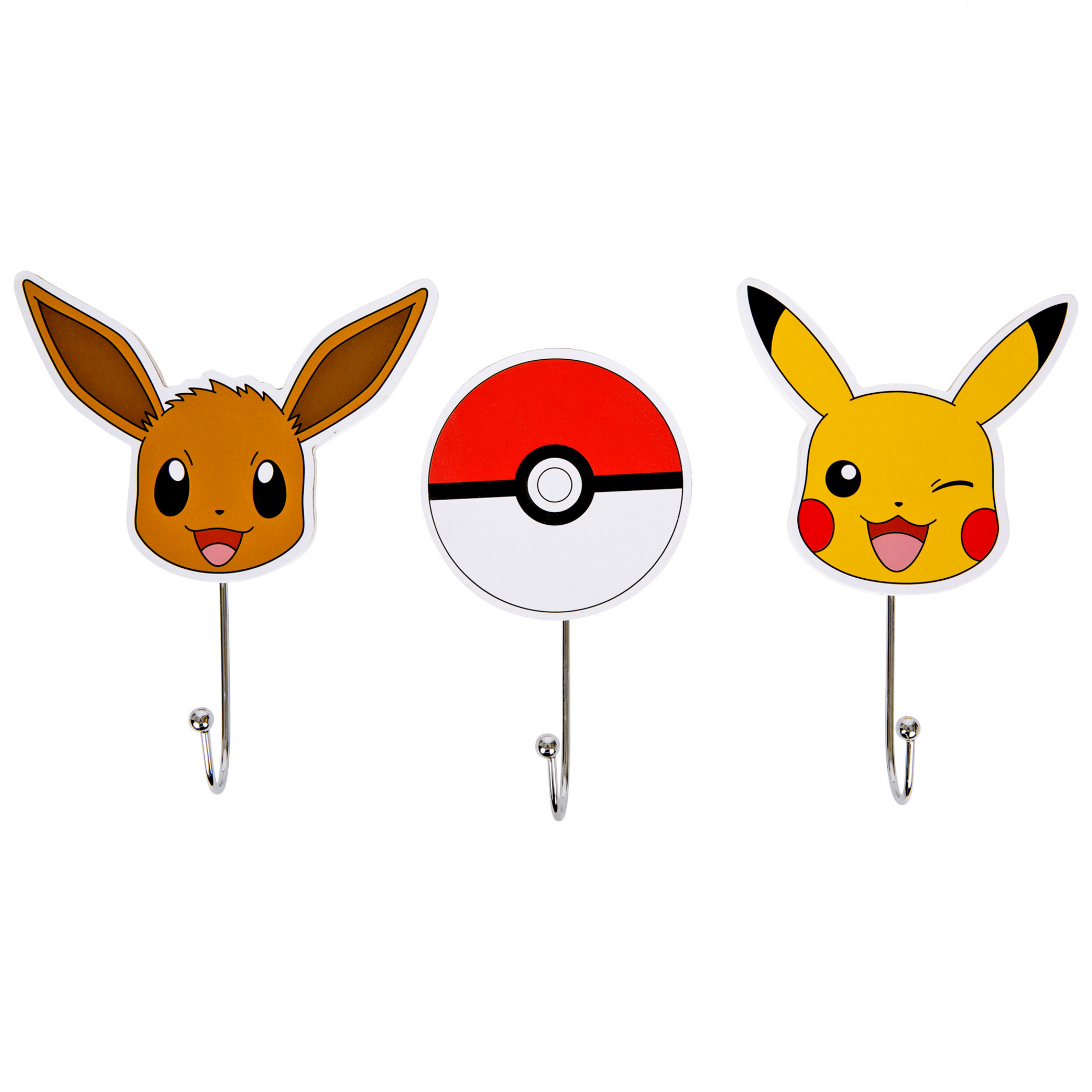 Pokémon Pikachu and Eevee 3-Piece Wall Hook Set