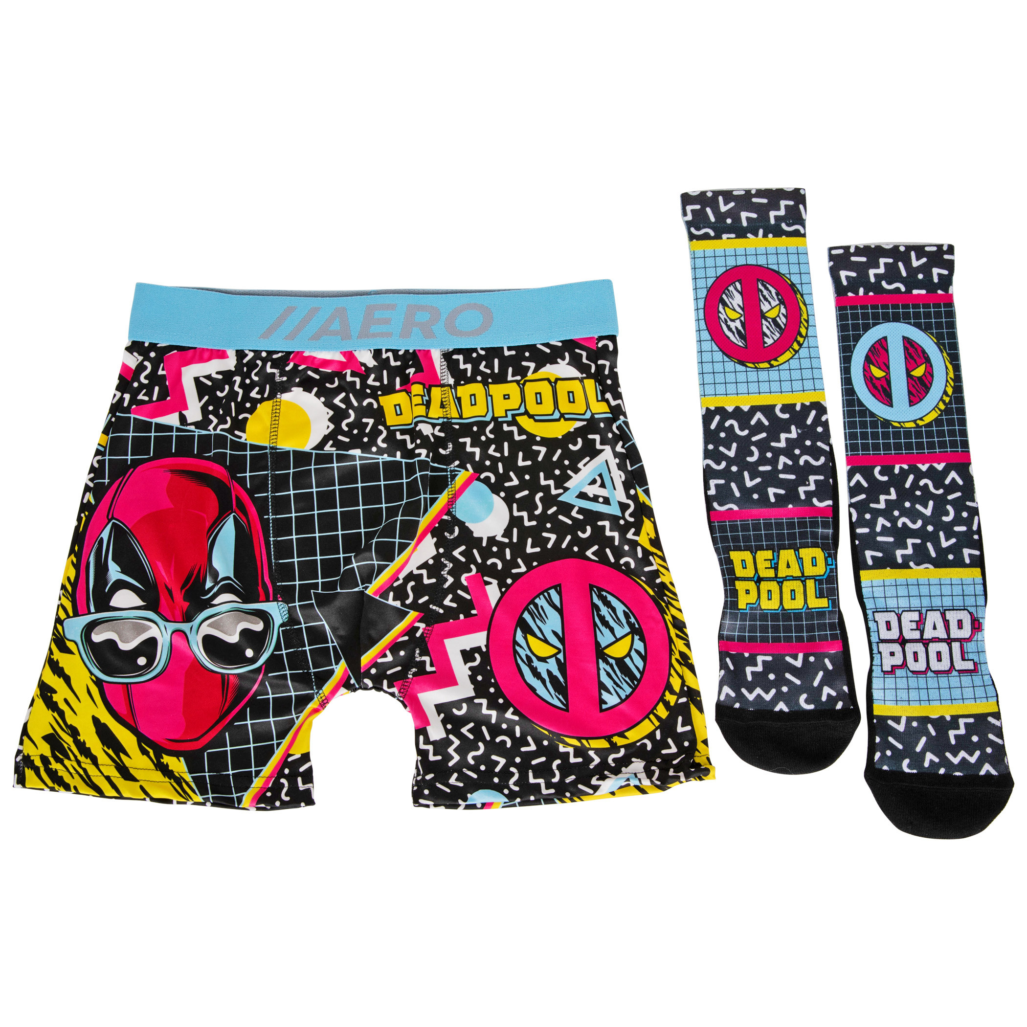 Deadpool Neon Boxer Briefs Underwear and Sock Set