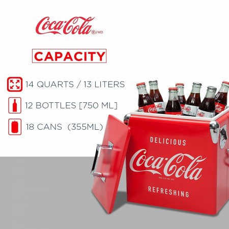 Coca-Cola® 13L Retro Styled Ice Chest Cooler with Bottle Opener
