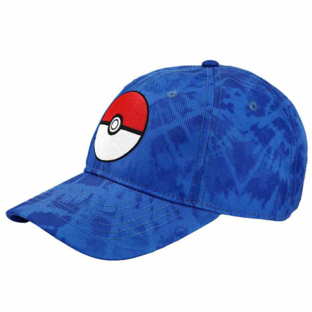 Pokemon Embroidered Pokeball Blue Tie Dye Adjustable Hat