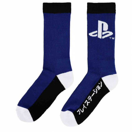 PlayStation Logo w/Japanese Katakana Text Crew Socks