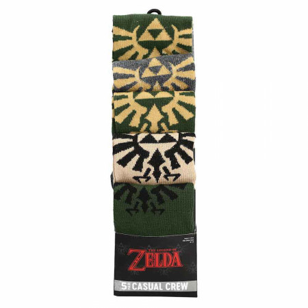 The Legend Of Zelda Hyrule Crest Variety 5-Pair Pack of Crew Socks