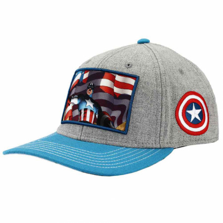 Captain America Embroidered Shield Patch Pre-Curved Snapback Cap