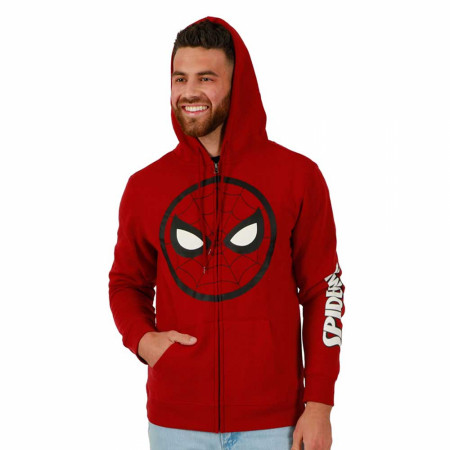 Spider-Man Mask Logo Zip-Up Hoodie with Sleeve Print