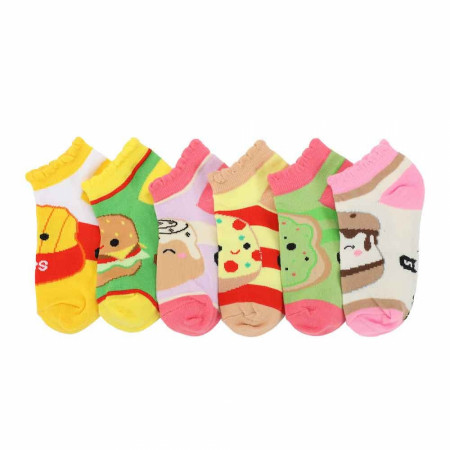 Squishmallows Mixed Characters Girls Ankle Socks 6-Pack