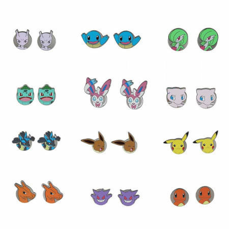 Pokemon Mixed Characters Earrings 12-Pairs Set