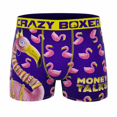 Crazy Boxer Money Talks Pink Flamingo Men's Boxer Briefs