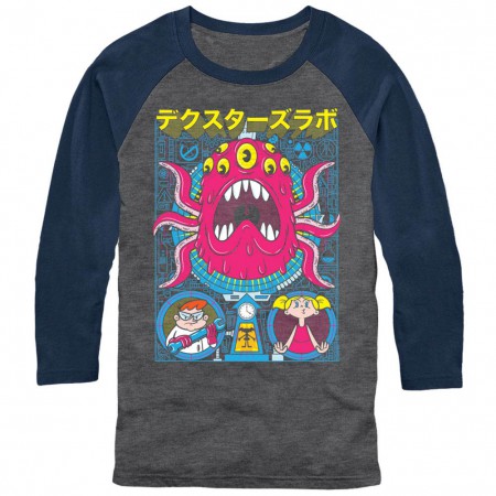 Dexter's Lab Tentacles Poster Chogrin Gray Baseball T-Shirt