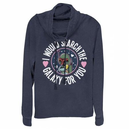 Valentine's Star Wars Boba Fett Search the Galaxy Cowl Neck Women's Sweatshirt