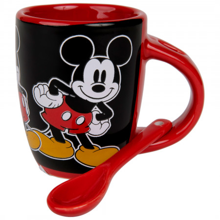 Disney Mickey Funnies Cartoon 11oz Mug W/Spoon Red