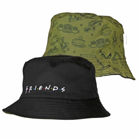 Friends TV Show Text and All Over Symbols Reversible Bucket Hat