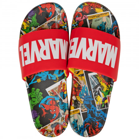 Marvel Red Label with Comic Scene Sandal Slides