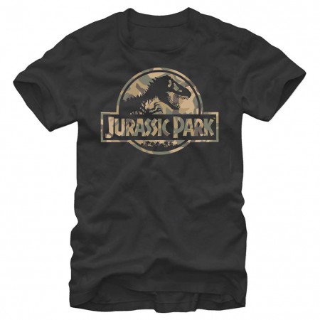 Jurassic Park Camo Logo Black T-Shirt