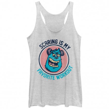 Disney Pixar Monsters Inc University Scare Workout White Juniors Racerback Tank