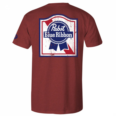 Pabst Blue Ribbon Logo Crimson Colorway Front and Back Print T-Shirt