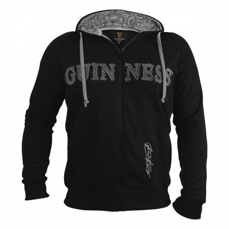 Guinness Vintage Black and Grey Label Lined Hoodie