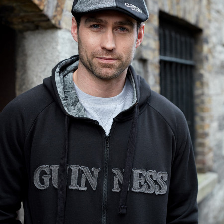 Guinness Vintage Black and Grey Label Lined Hoodie