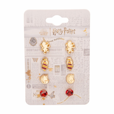 Harry Potter Gryffindor 4-Pair Stud Earrings Set