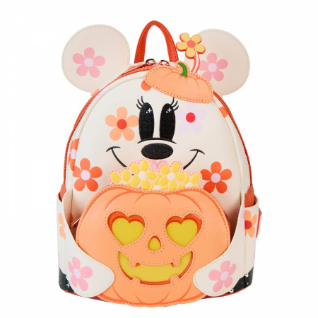 Minnie Mouse Floral Pumpkin Glow in the Dark Mini Backpack By Loungefly