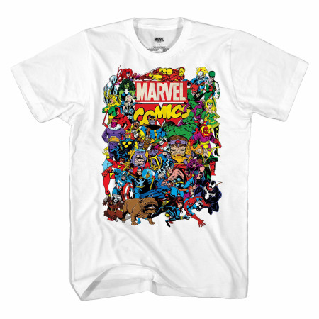 Marvel Heroes Group Shot Comic Art T-Shirt