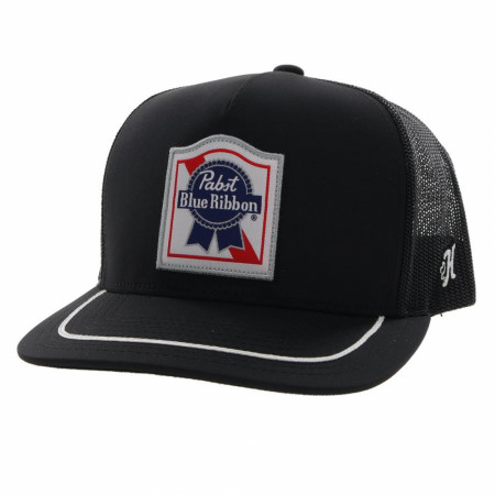 Pabst Blue Ribbon Classic Logo Patch White Stripe Bill Snapback Trucker Hat