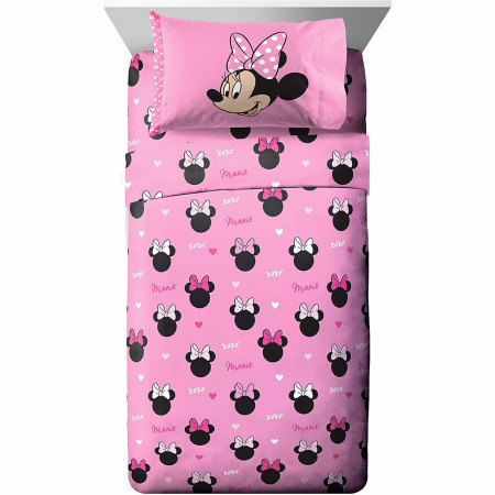 Disney Minnie Mouse Hearts and Bows 3-Piece Twin Sheet Set Bedding