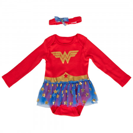 Wonder Woman Costume Infant Bodysuit With Headband Set