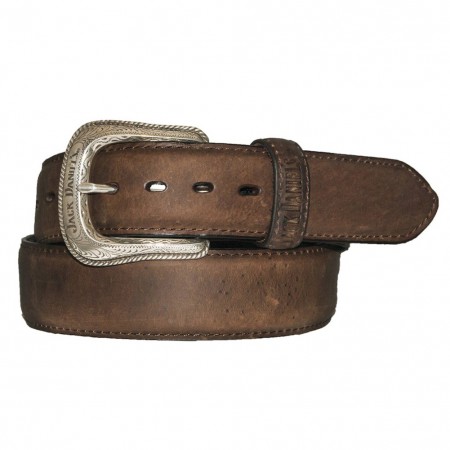 Jack Daniels Silver Plated Buckle Brown Leather Belt