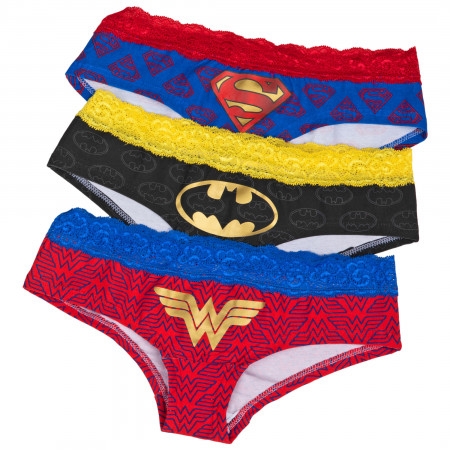 DC Comics Superhero Lace 3 Pair Pack of Hipster Panties