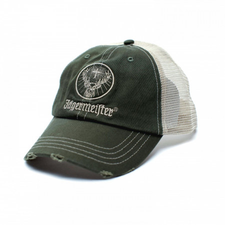 Jagermeister Distressed Patch Logo Adjustable Trucker Hat