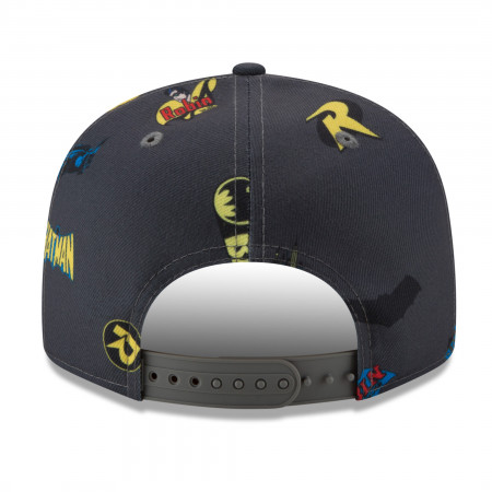 Batman and Robin Power Couple Scatter New Era 9Fifty Adjustable Hat