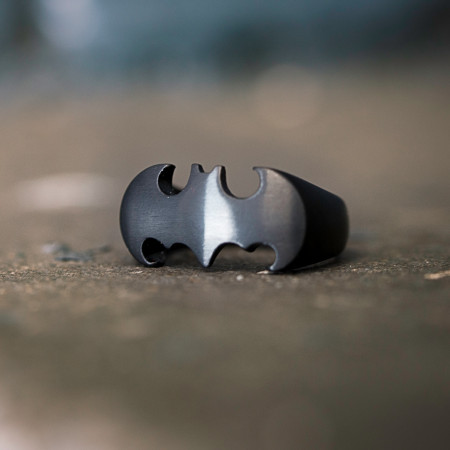 Batman Die-Cut Black Stainless Steel Ring