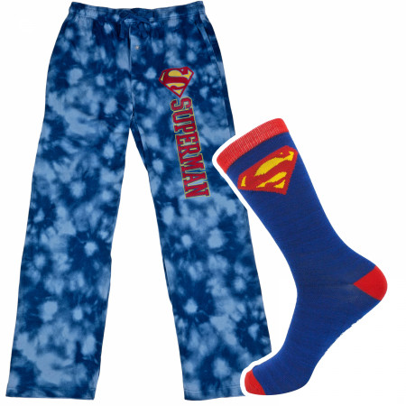 Superman Blue Sleep Pants and Socks Bundle