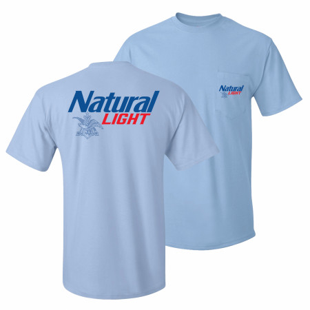 Natural Light Pocket Logo with Rear Full Logo Print T-Shirt
