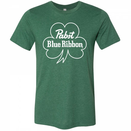 Pabst Blue Ribbon Text Logo with Shamrock Saint Patrick's Day T-Shirt
