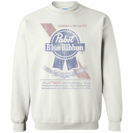 Pabst Blue Ribbon Beer Can Label Crew Sweatshirt