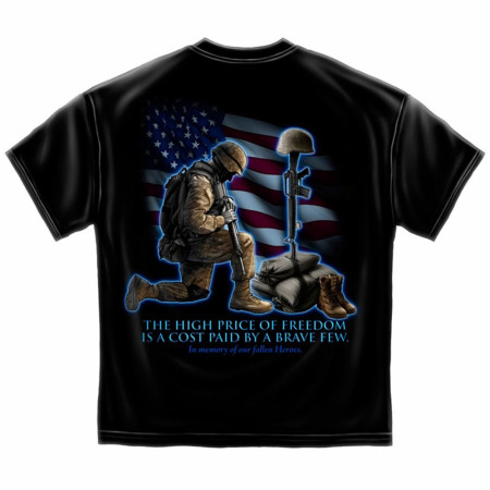 Armed Forces Cost Of Freedom USA Patriotic Black Graphic T-Shirt