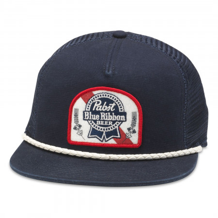 Pabst Blue Ribbon Logo Flat Bill Adjustable Snapback Trucker Hat