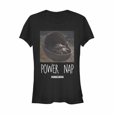The Mandalorian Power Nap The Child Juniors Black T-shirt