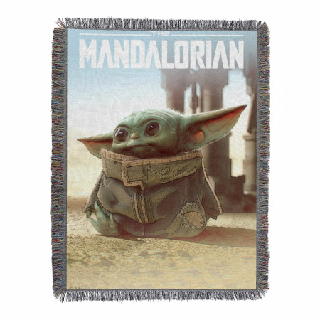 Star Wars The Mandalorian The Child Tapestry Fringed Throw Blanket