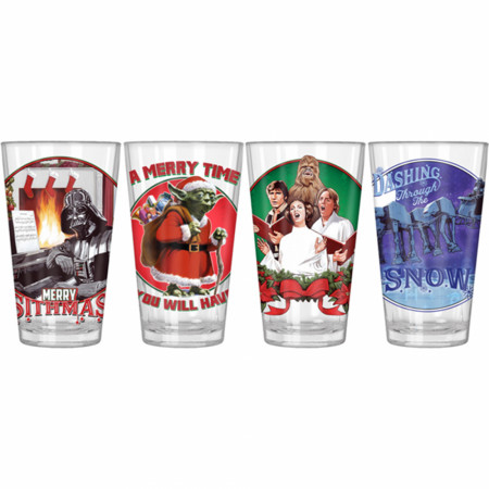 Star Wars Original Trilogy Christmas Themed 16 oz. 4-Piece Pint Glass Set