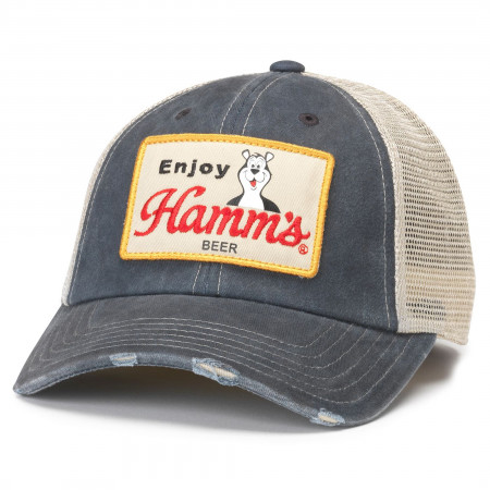 Hamm's Logo Patch Distressed Adjustable Hat