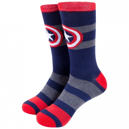 Captain America Symbol and Avengers Symbols Crew Socks Two Pack